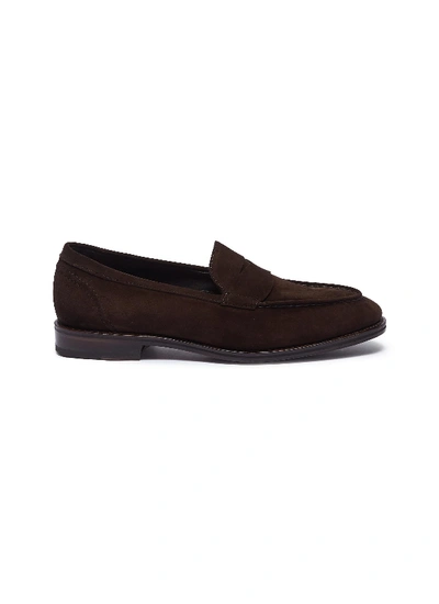 Shop Allen Edmonds 'mercer Street' Suede Penny Loafers In Dark Brown