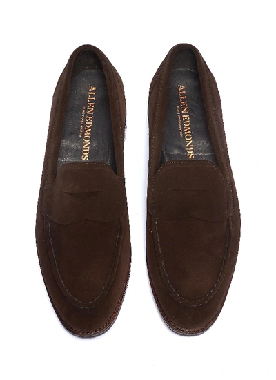 Shop Allen Edmonds 'mercer Street' Suede Penny Loafers In Dark Brown