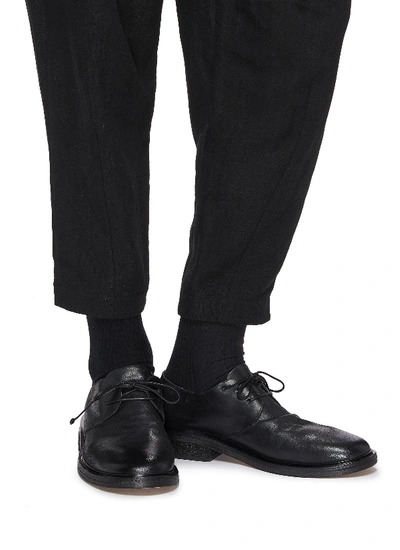 Shop Marsèll Concrete-effect Heel Distressed Leather Derbies In Black