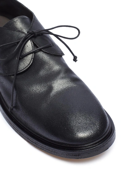 Shop Marsèll Concrete-effect Heel Distressed Leather Derbies In Black