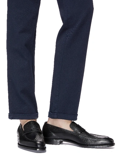 Shop George Cleverley 'george' Scotch Grain Leather Penny Loafers In Black