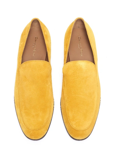 Shop Gianvito Rossi 'marcello' Suede Loafers In Ocra