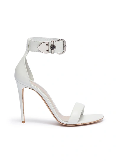 Shop Alexander Mcqueen Jewelled Buckle Ankle Strap Leather Sandals