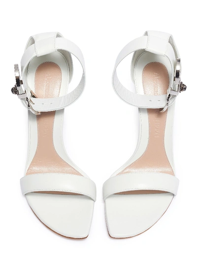 Shop Alexander Mcqueen Jewelled Buckle Ankle Strap Leather Sandals