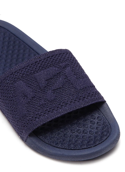 Shop Apl Athletic Propulsion Labs 'techloom' Logo Jacquard Knit Pool Slides In Navy