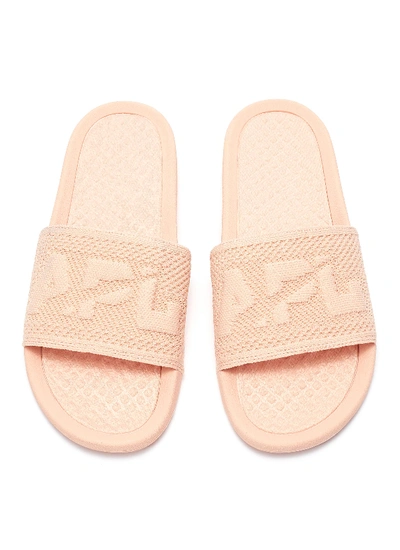 Shop Apl Athletic Propulsion Labs 'techloom' Logo Jacquard Knit Pool Slides In Blush