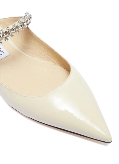 Shop Jimmy Choo 'bing' Glass Crystal Strap Patent Leather Slides In White