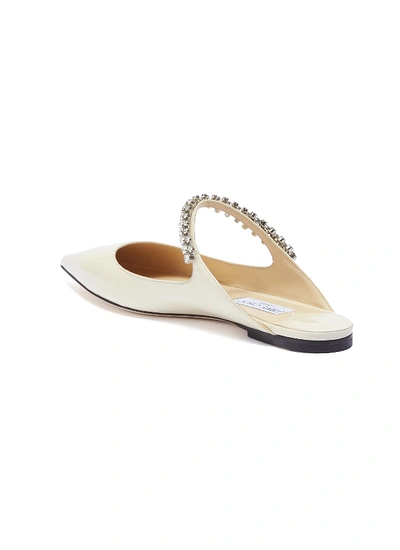 Shop Jimmy Choo 'bing' Glass Crystal Strap Patent Leather Slides In White