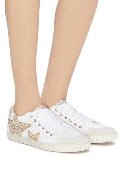 Shop Ash 'magic' Star Patch Leather Sneakers In White / Grey