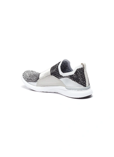 Shop Apl Athletic Propulsion Labs 'techloom Bliss' Knit Slip-on Sneakers In Metallic Silver / Black / White