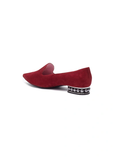 Shop Nicholas Kirkwood 'casati' Faux Pearl Heel Suede Skimmer Loafers