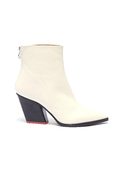 Shop Aeyde 'cherry' Slanted Heel Leather Ankle Boots In White