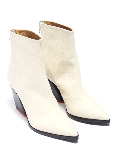 Shop Aeyde 'cherry' Slanted Heel Leather Ankle Boots In White