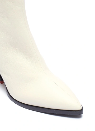 Shop Aeyde 'cherry' Slanted Heel Leather Ankle Boots In White