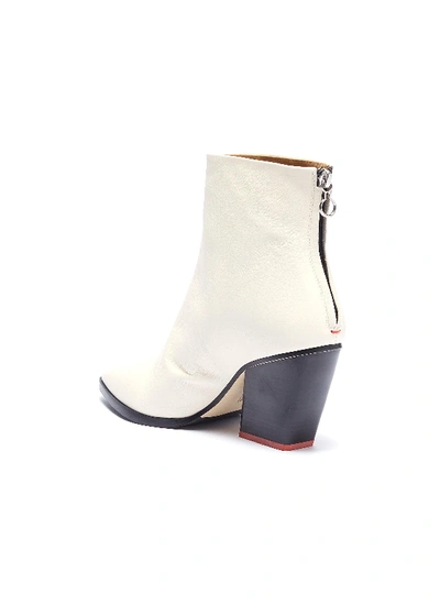 Shop Aeyde 'cherry' Slanted Heel Leather Ankle Boots In White
