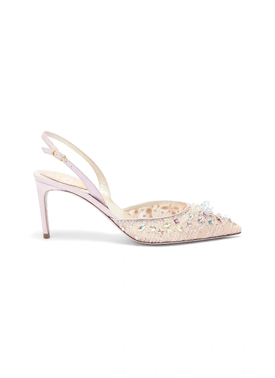 Shop René Caovilla Strass Lace Slingback Pumps