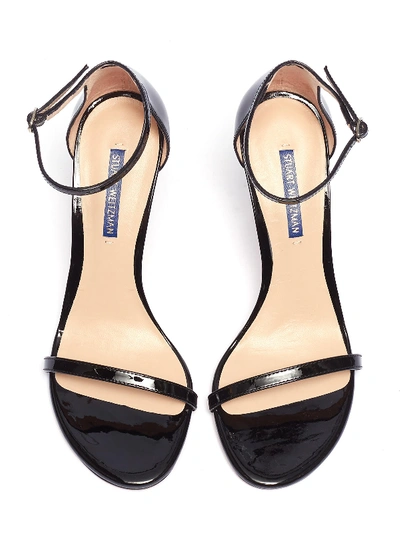 Shop Stuart Weitzman 'nudistsong' Ankle Strap Patent Leather Sandals In Black