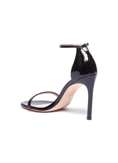Shop Stuart Weitzman 'nudistsong' Ankle Strap Patent Leather Sandals In Black