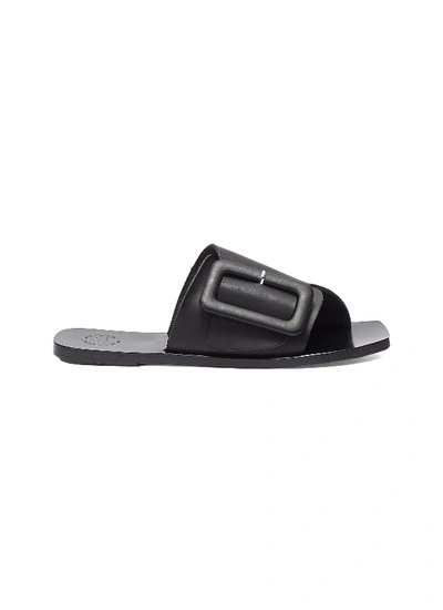 Shop Atp Atelier 'ceci' Buckled Leather Slide Sandals In Black