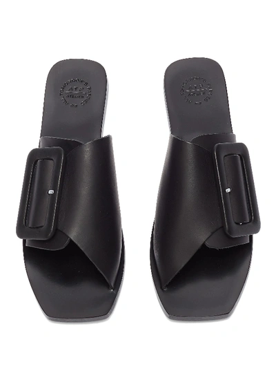 Shop Atp Atelier 'ceci' Buckled Leather Slide Sandals In Black