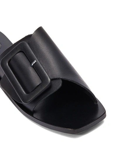 Shop Atp Atelier 'ceci' Buckled Leather Slide Sandals In Black