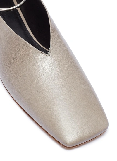 Shop Jil Sander Anklet Choked-up Leather Flats In Grey