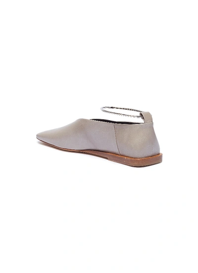Shop Jil Sander Anklet Choked-up Leather Flats In Grey