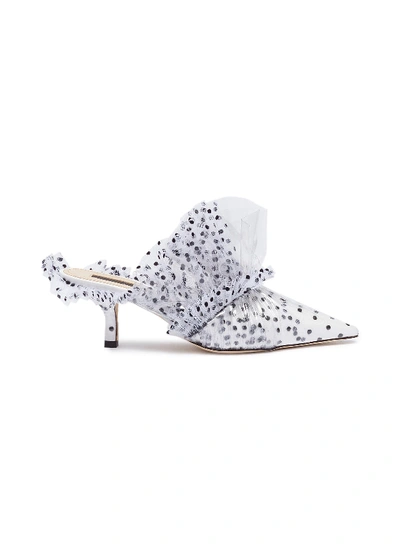 Shop Midnight 00 Ruffle Pvc Layered Polka Dot Tulle Mules In Multi-colour