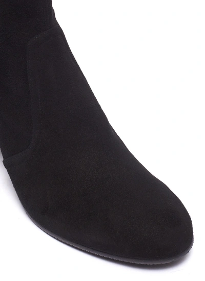 Shop Stuart Weitzman 'margot' Cylinder Heel Stretch Suede Ankle Boots