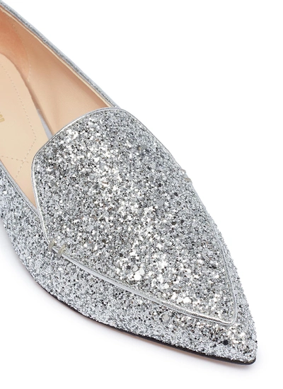 Shop Nicholas Kirkwood 'beya' Metal Heel Coarse Glitter Skimmer Loafers In Silver / Coarse Glitter