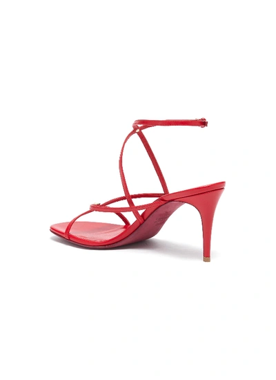Shop Valentino Rockstud Cross Strap Leather Sandals In Rouge