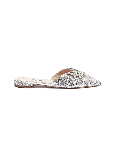 Shop Miu Miu Jewelled Buckle Coarse Glitter Slides