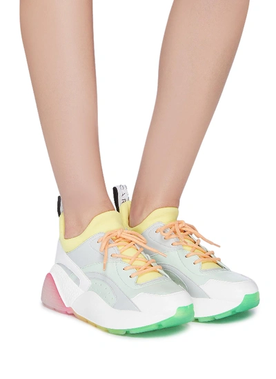 Shop Stella Mccartney 'eclypse' Chunky Outsole Colourblock Patchwork Sneakers In Multicolour Pastels