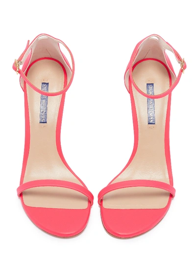 Shop Stuart Weitzman 'nudist' Ankle Strap Leather Sandals In Pink Fluo / Leather