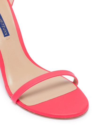 Shop Stuart Weitzman 'nudist' Ankle Strap Leather Sandals In Pink Fluo / Leather
