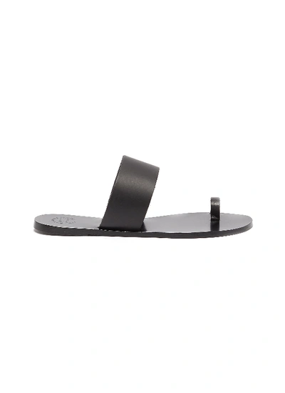 Shop Atp Atelier 'astrid' Toe Ring Leather Slide Sandals In Black