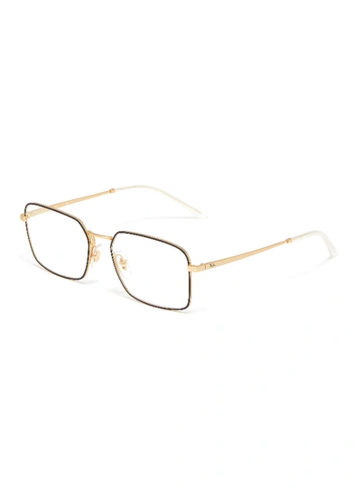 Shop Ray Ban 'rx6440' Metal Rectangle Frame Optical Glasses In Metallic