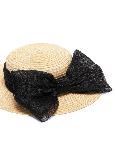 Shop Eugenia Kim 'brigitte' Sinamay Bow Straw Hat In Neutral