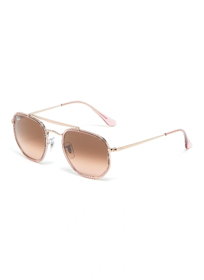 Ray Ban 'marshal Ii' Hexagonal Frame Metal Sunglasses In Brown / Pink |  ModeSens