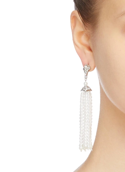 Shop Kenneth Jay Lane Glass Crystal Pearl Fringe Drop Earrings