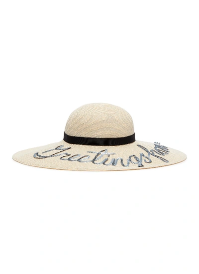 Shop Eugenia Kim 'bunny' Sequin Slogan Toyo Straw Hat