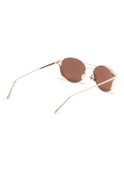Shop Linda Farrow Spoiler Mirror Metal Oval Sunglasses In Brown Mirror