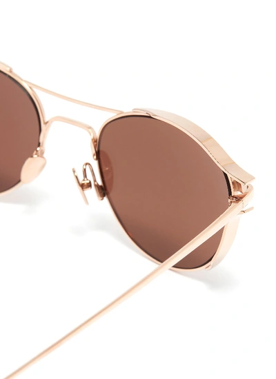 Shop Linda Farrow Spoiler Mirror Metal Oval Sunglasses In Brown Mirror