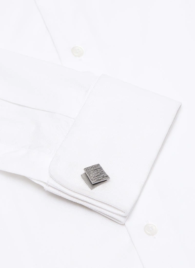 Shop Lanvin Folded Cufflinks In Rhodium