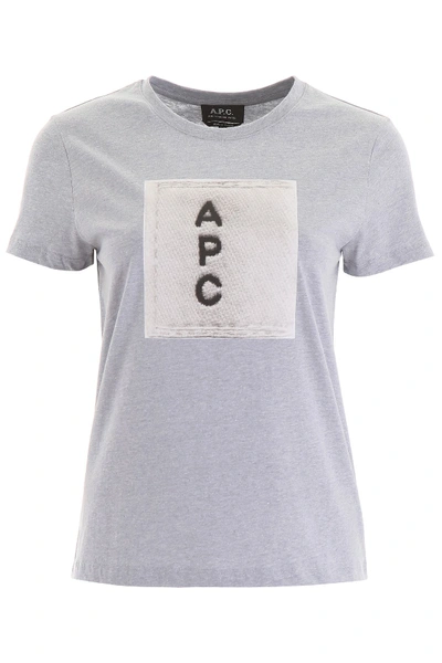 Shop Apc Logo Print T-shirt In Gris Chine (grey)