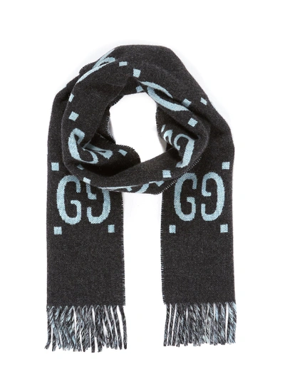 Shop Gucci Gg Logo Intarsia Wool Scarf