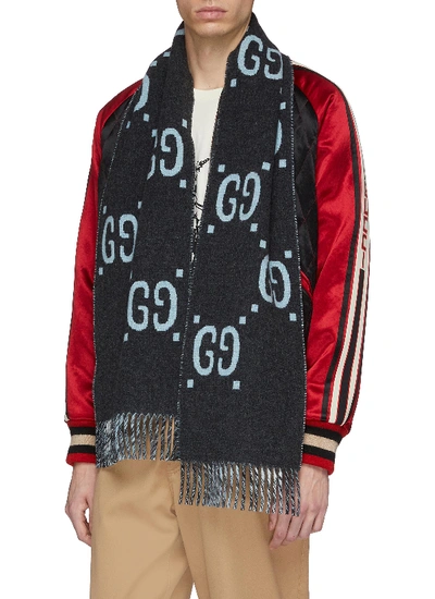 Shop Gucci Gg Logo Intarsia Wool Scarf