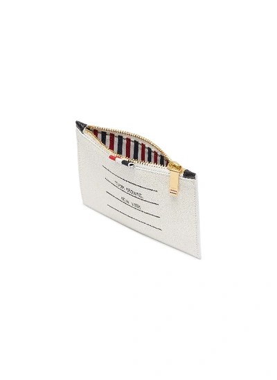 Shop Thom Browne Label Print Small Pebble Grain Leather Wallet