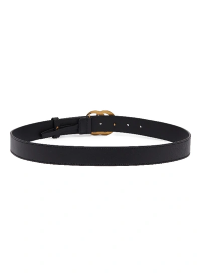 Shop Gucci Gg Logo Buckled Leather Belt In Black