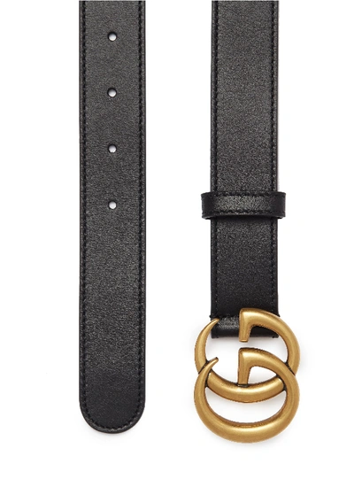 Shop Gucci Gg Logo Buckled Leather Belt In Black